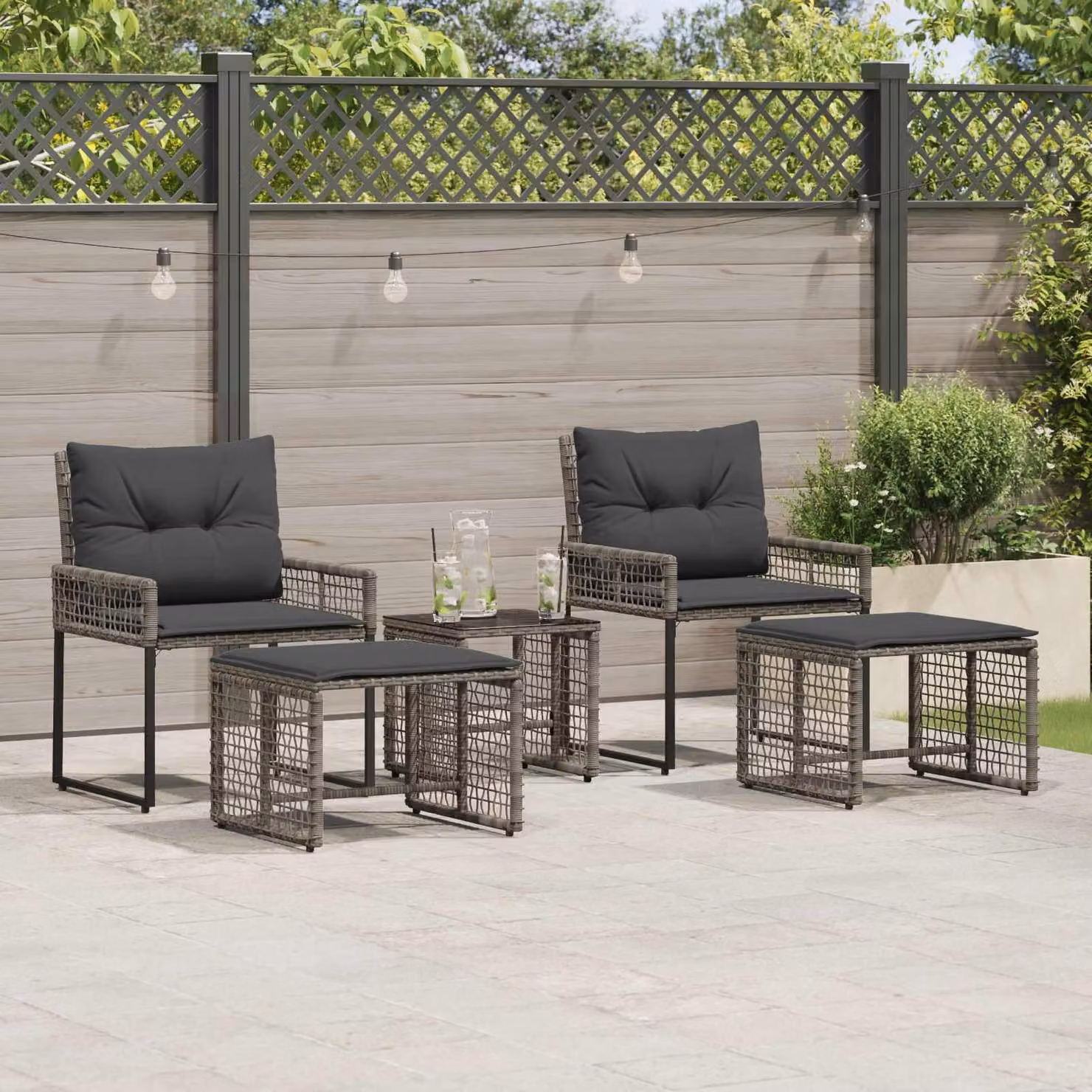 Maison Exclusive - Set di mobili da giardino, 5 pezzi, colore grigio