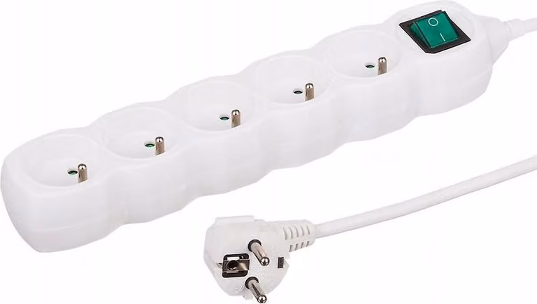 Duwi Ciabatta elettrica a 5 prese, 3 m, interruttore, bianco
