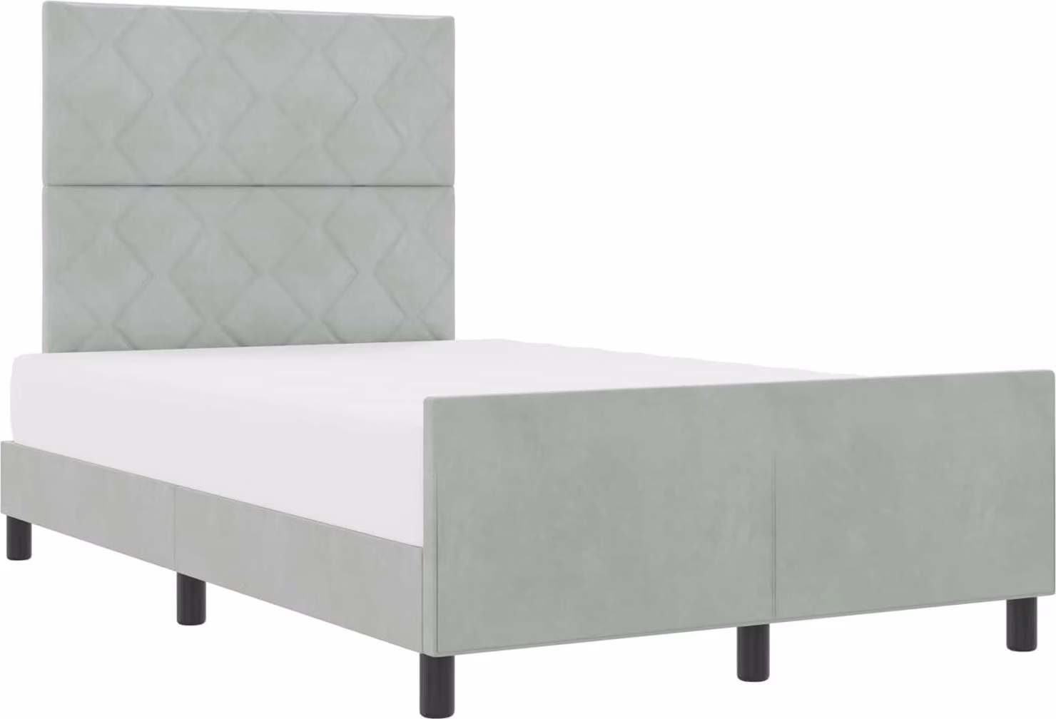 Letto a molle con testiera grigio chiaro 120 x 190 cm in velluto