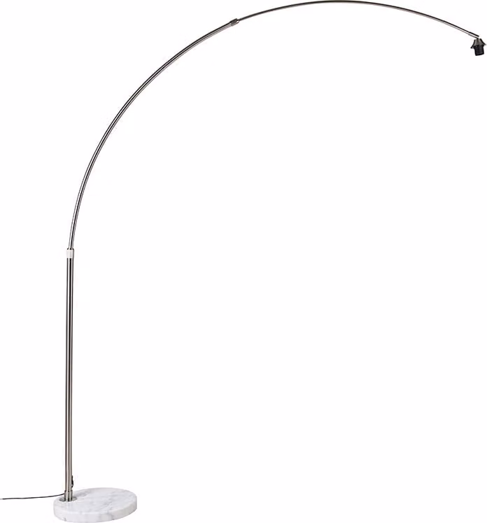 Lampada ad arco in acciaio con base in marmo, bianca, orientabile, XXL