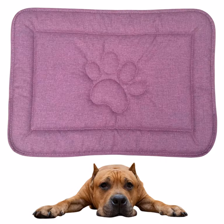 Tappeto per cani DOTTY con motivo a zampa - rosa - misura L (88×60 cm) - comoda cuccia impermeabile e lavabile per cani di taglia grande