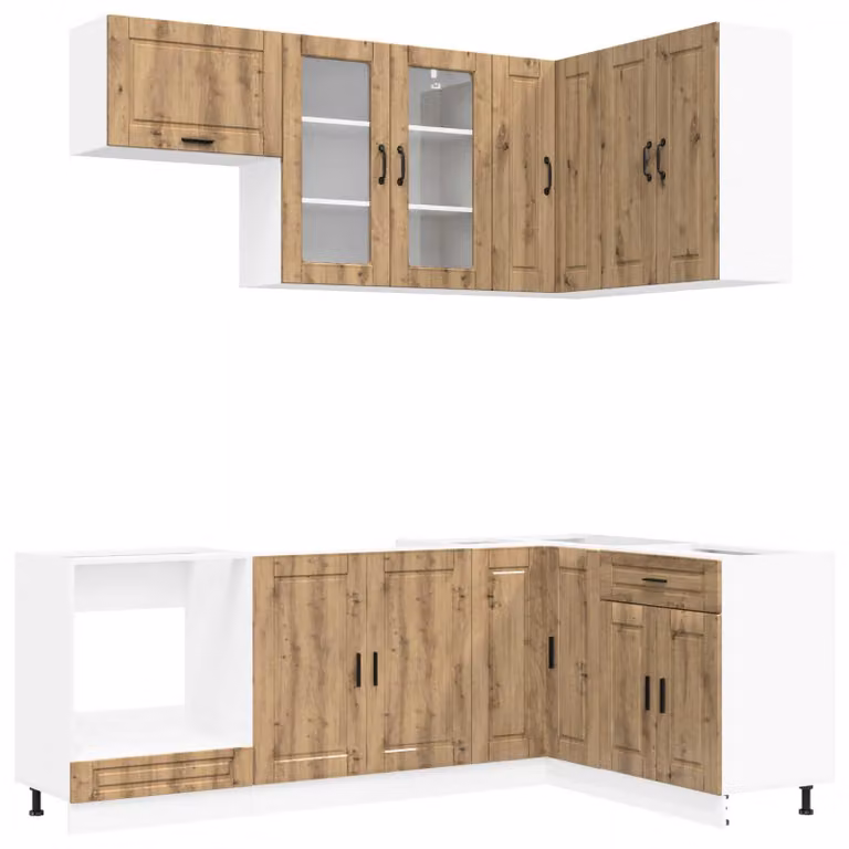 Set di cucina PORTO, 8 pezzi, rovere artigianale, legno ingegnerizzato