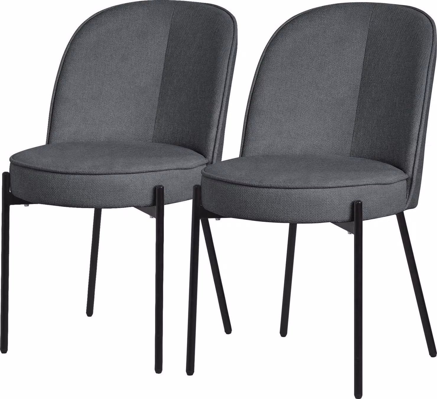 ML-Design set di 2 sedie per sala da pranzo in poliestere antracite sedie da cucina con gambe in metallo sedia da soggiorno con schienale sedie imbottite per sala da pranzo