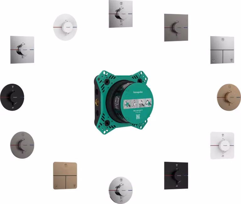 hansgrohe ShowerSelect Comfort Q thermostat, encastré, 1 consommateur, rosace Soft Edge, avec touche, 15581670, 15581670