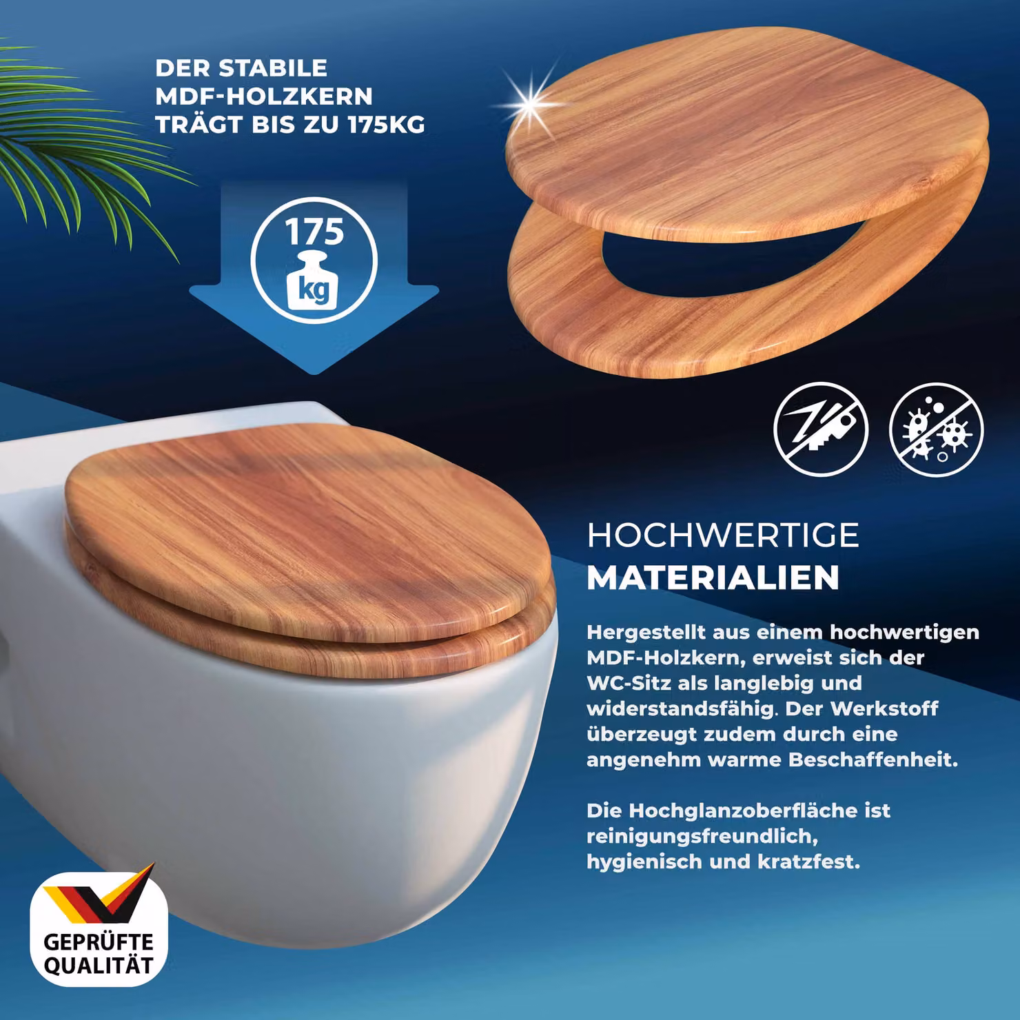 Copriwater Casaria in legno marrone con sistema di abbassamento automatico L/P/H: 45,7 x 38,0 x 45,7 cm – 2