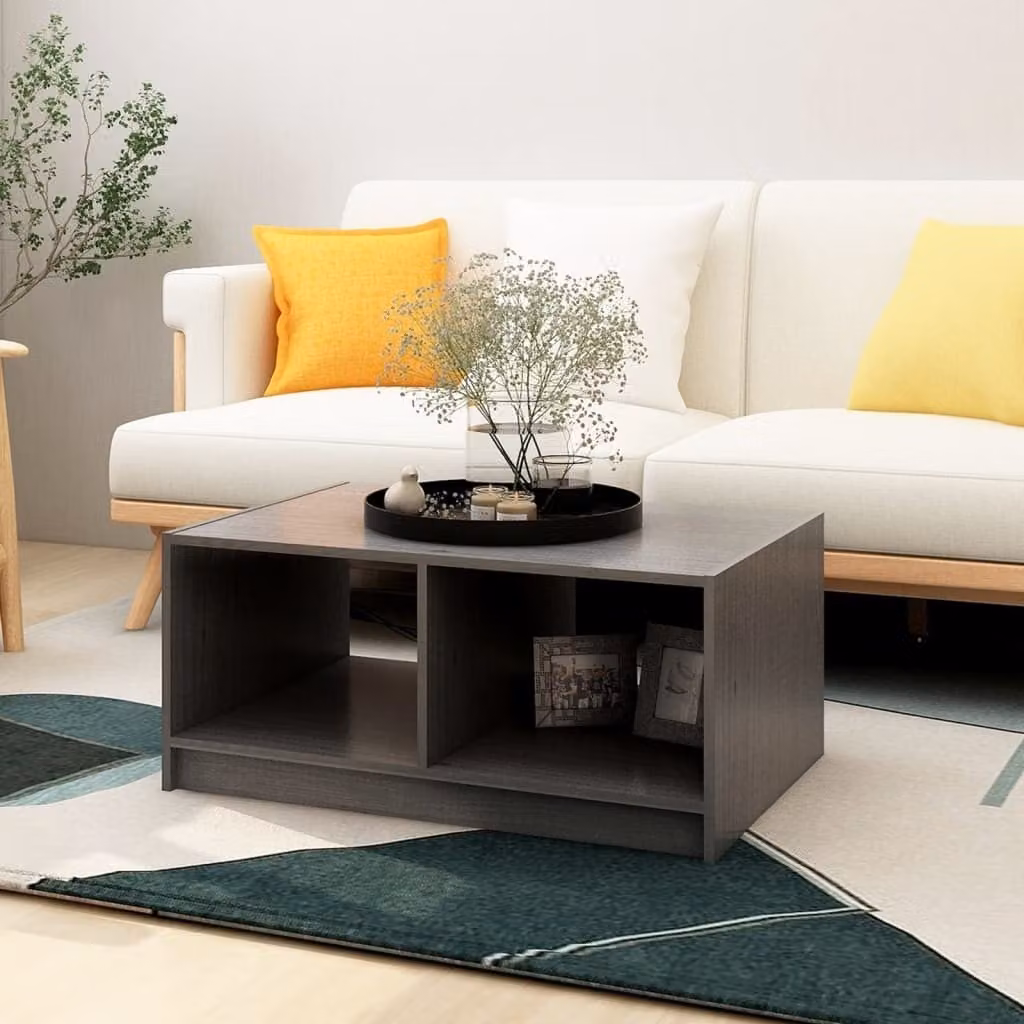 Maison Exclusive - Tavolino grigio 75x50x33,5 cm in legno massello di pino