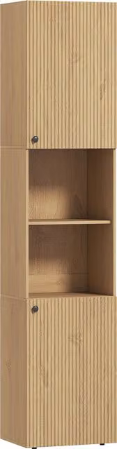Colonna bagno HOMCOM in legno rovere con 2 armadietti e 6 livelli di ripiani, colore marrone – 1