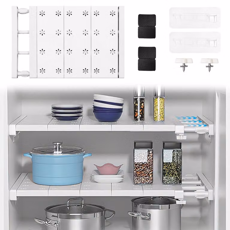 Omgoods - Ripiani regolabili, larghi 24 cm e lunghi da 38 a 60 cm, ideali per armadi e cucine