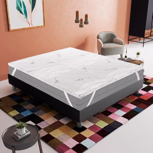 Topper Matrimoniale MaterassieDoghe in Memory Foam Bianco con Rivestimento Silver Fresh Sfoderabile L/P: 200 x 200 cm, H: 5 cm