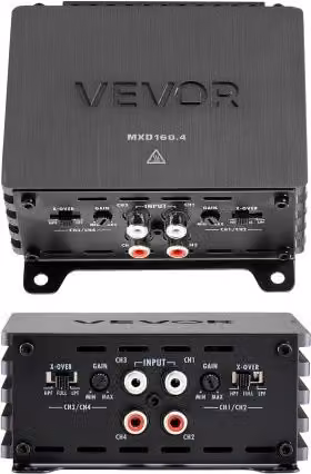 VEVOR Amplificatore Audio per Auto a 4 Canali Classe D, max 4x110 W a 4 Ohm o 4x160 W a 2 Ohm, Colore Nero o Grigio