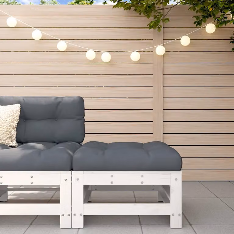 vidaXL Poggiapiedi da Giardino in Legno di Pino con Cuscini Disponibile in Bianco, Antracite o Grigio