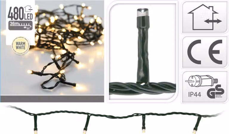 Luci per albero di Natale 480 led bianco caldo