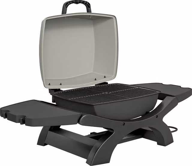 Barbecue elettrico da tavolo Outsunny 2300W con ripiani laterali, colore nero