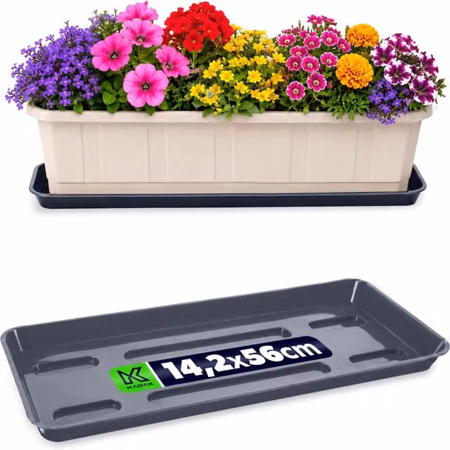 Supporto per vaso da fiori KADAX da 60 cm, fioriera da balcone, vassoio in plastica