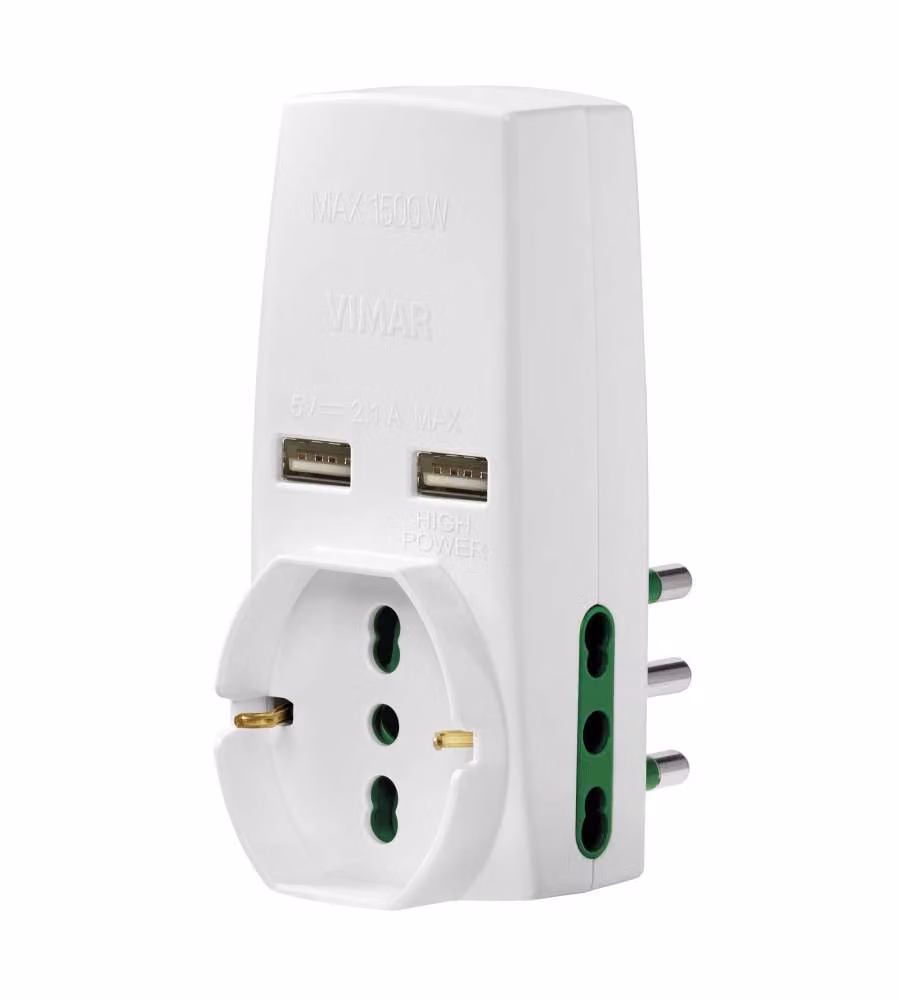 Vimar Adattatore Multiplo con USB - Bianco