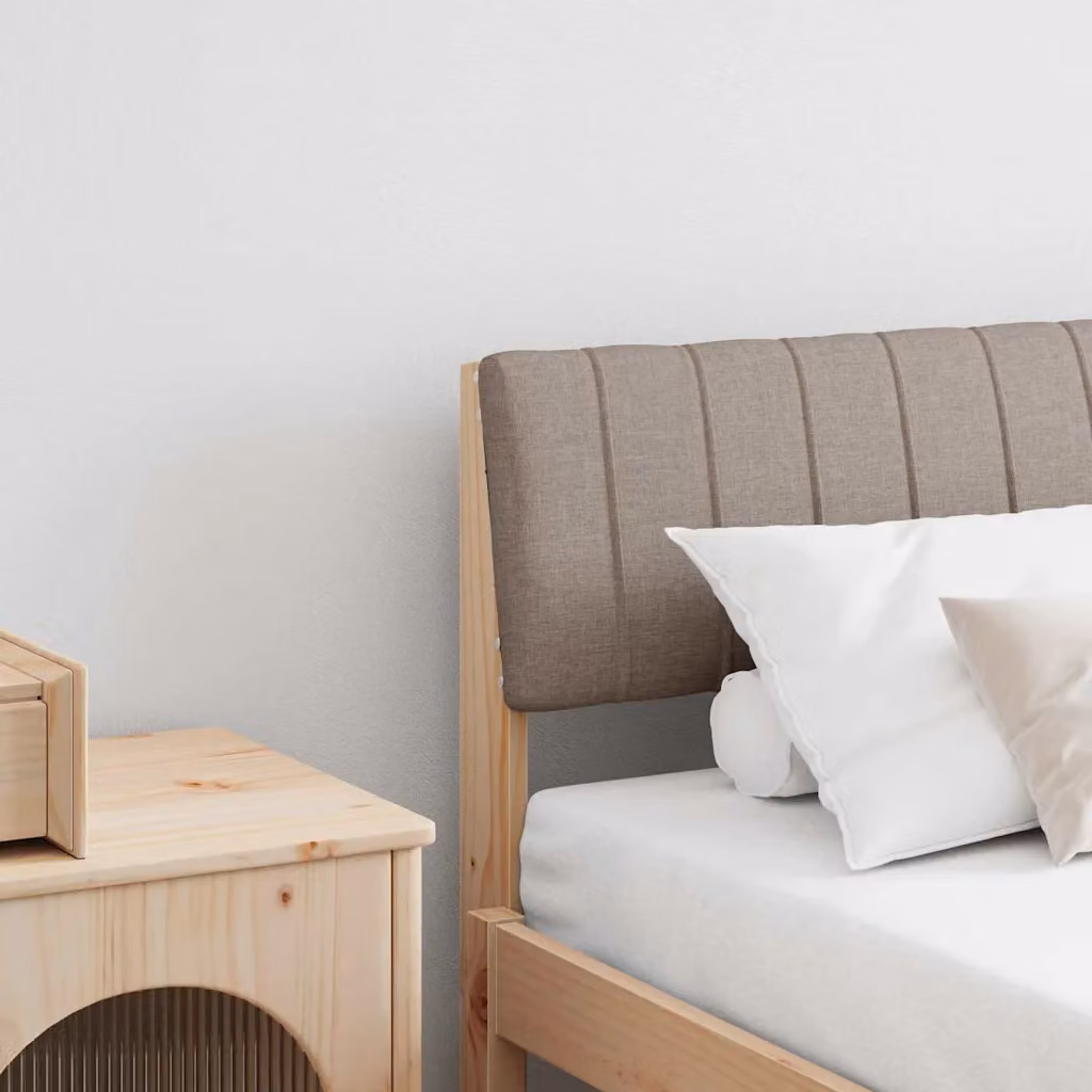 Testiera imbottita vidaXL Talpa in pino massello e tessuto beige per camera da letto, larghezza: 180 cm