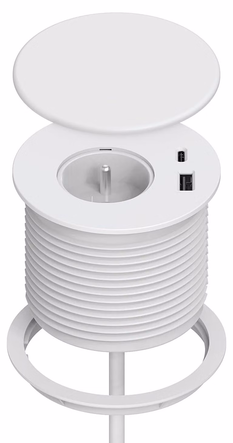 Ciabatta Dinolink, presa da incasso con 1 presa, 1 porta USB, 1 porta USB
