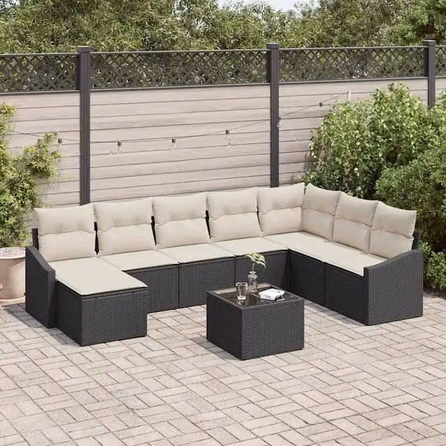Set di divani 9 pz Nero polyrattan 3346847