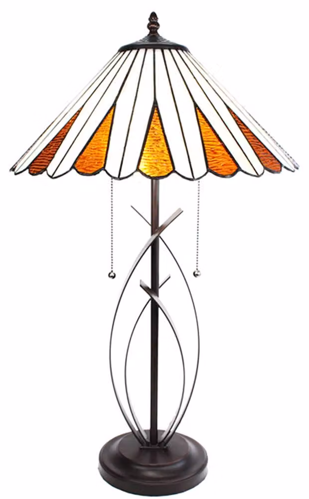 Clayre & Eef Lampada da tavolo Tiffany Ø 41x69 cm Vetro beige marrone