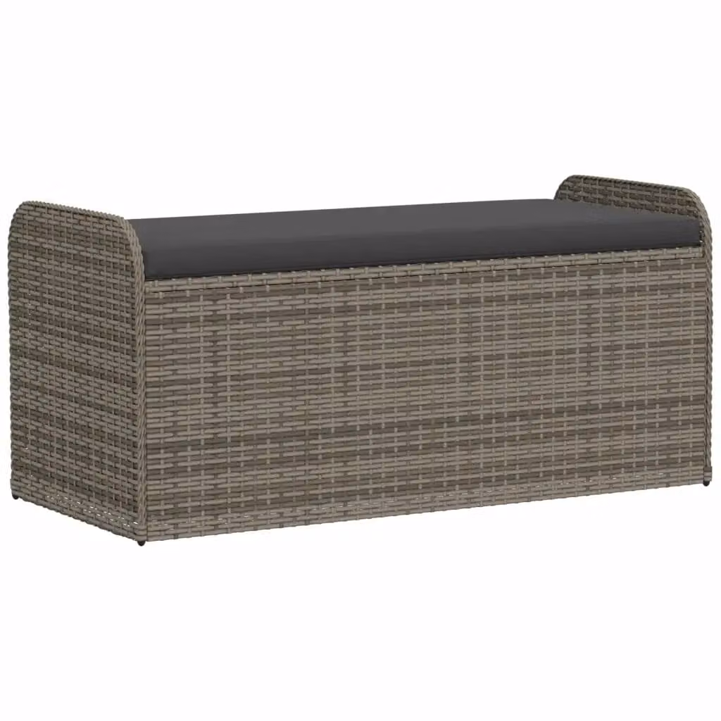 Cassapanca con contenitore e cuscino Design Mania in polyrattan grigia L: 115 cm, P: 51 cm, H: 52 cm – 2