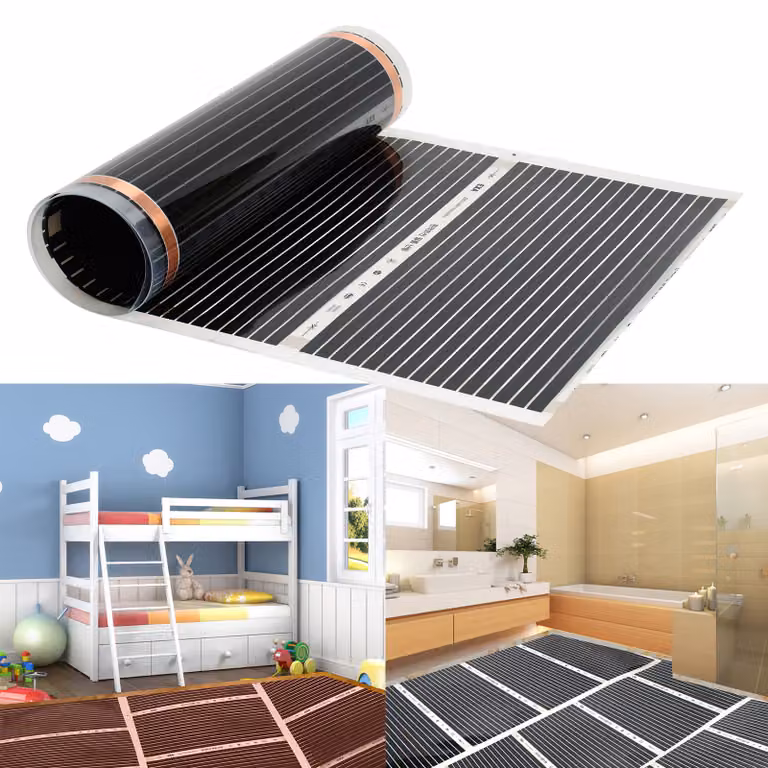 Jopassy foglio di riscaldamento a pavimento riscaldamento elettrico a infrarossi, 220W/m2, adatto per 5m2, set di fogli di riscaldamento, 2x0,5m per pezzo