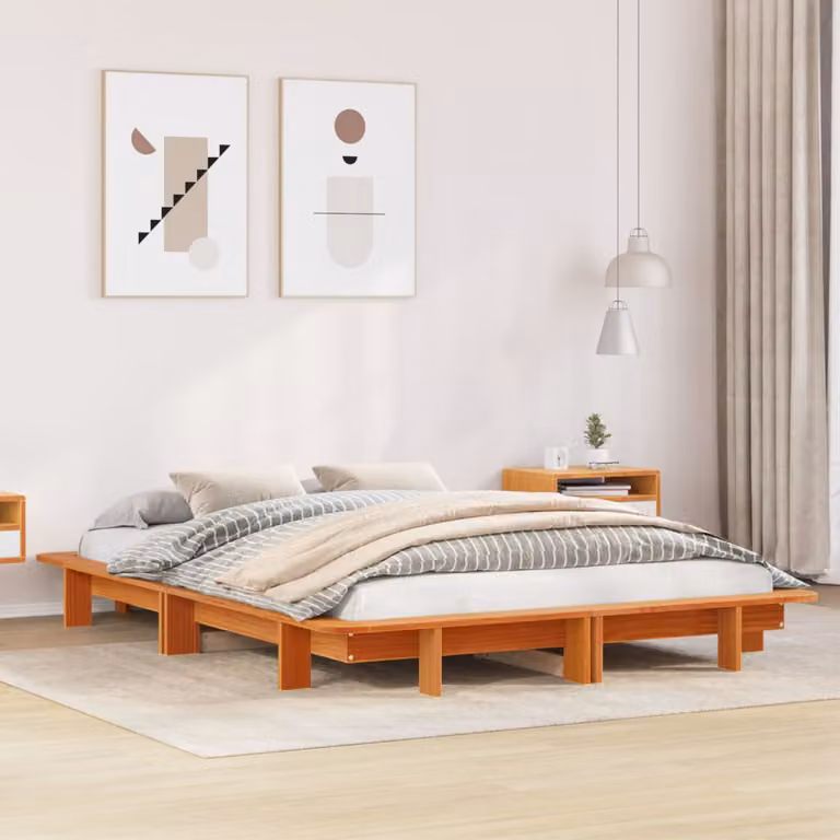 Letto senza materasso vidaXL in legno di pino marrone cera L 120 cm x P 200 cm