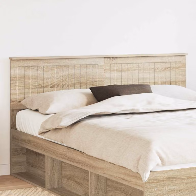 Testiera per letto moderna vidaXL in legno ingegnerizzato Rovere Sonoma, colore marrone, L: 163 cm, H: 90 cm, P: 28,5 cm