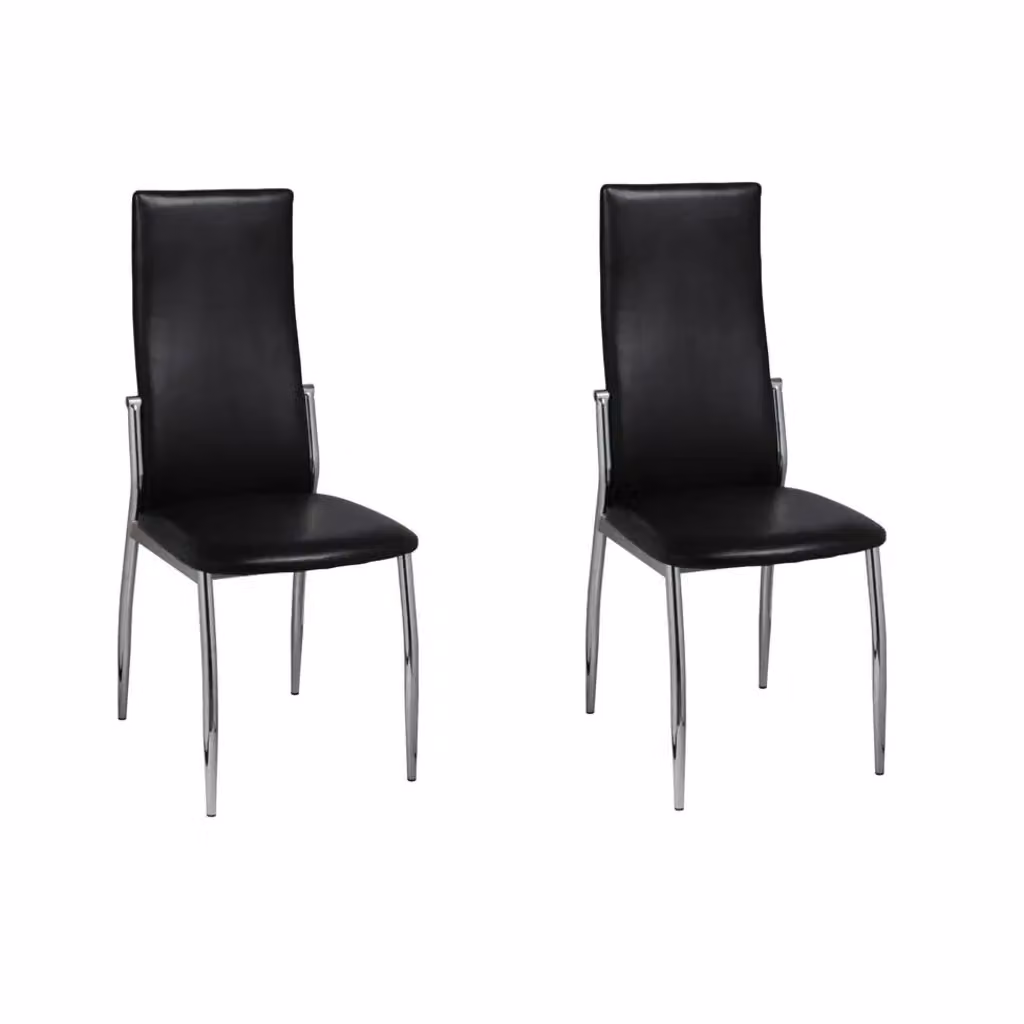 Set di 2 sedie da pranzo moderne vidaXL in similpelle nera con struttura in metallo – 2