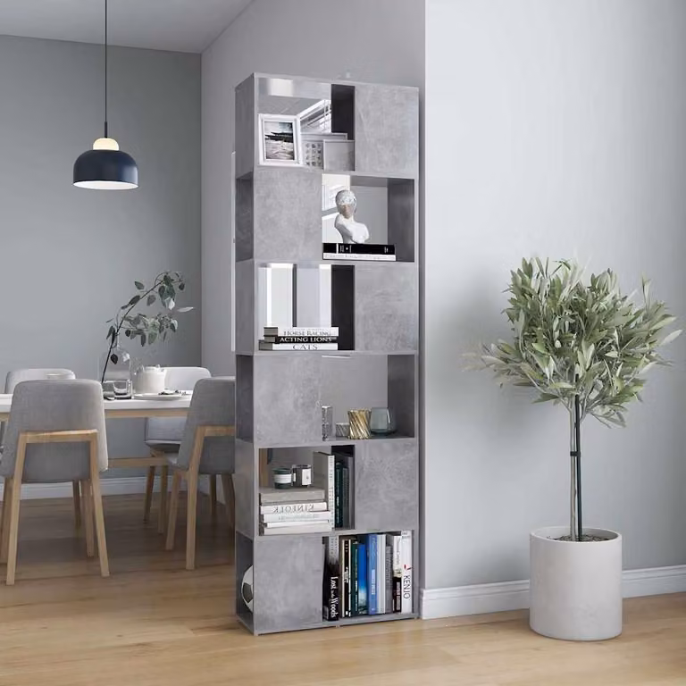 Libreria/Divisorio vidaXL Grigio Cemento in MDF L: 60 cm, P: 24 cm, H: 186 cm