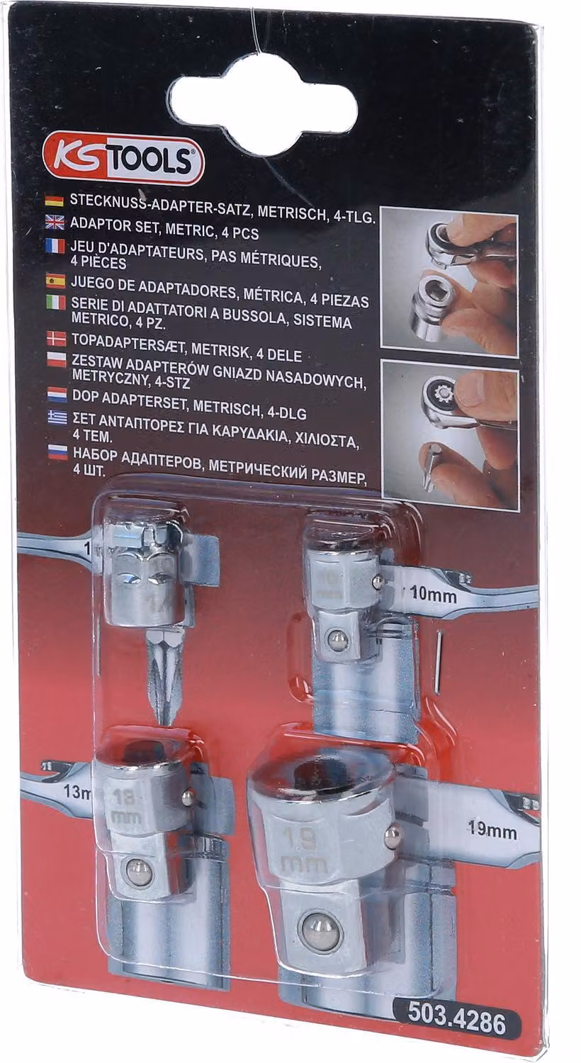 KS TOOLS GEARplus Set di adattatori per bussole metriche 4 pezzi - 503.4286