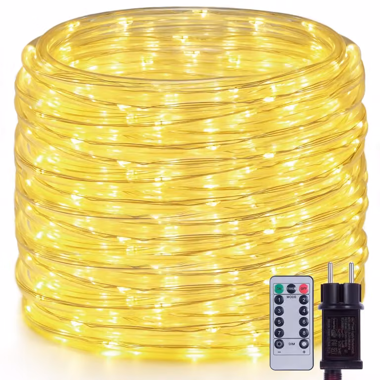 Lampada a LED, tubo da 20 metri, 300 LED, impermeabile, luce bianca calda, adatta per interni ed esterni