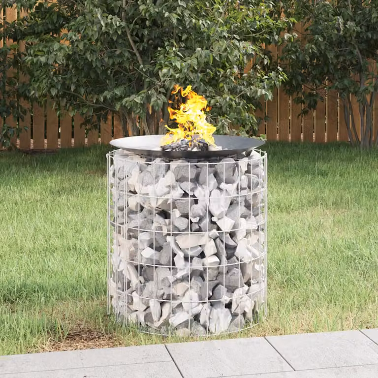 Caminetto a gabbione vidaXL in ferro zincato grigio, Ø 50 cm