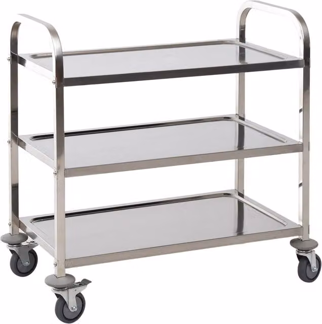 EasyComfort Carrello da Cucina in Acciaio Inossidabile 430 Argento con 3 Ripiani Aperti e 4 Ruote Omnidirezionali L 90.5 cm x P 50.5 cm x H 88.2 cm – 1