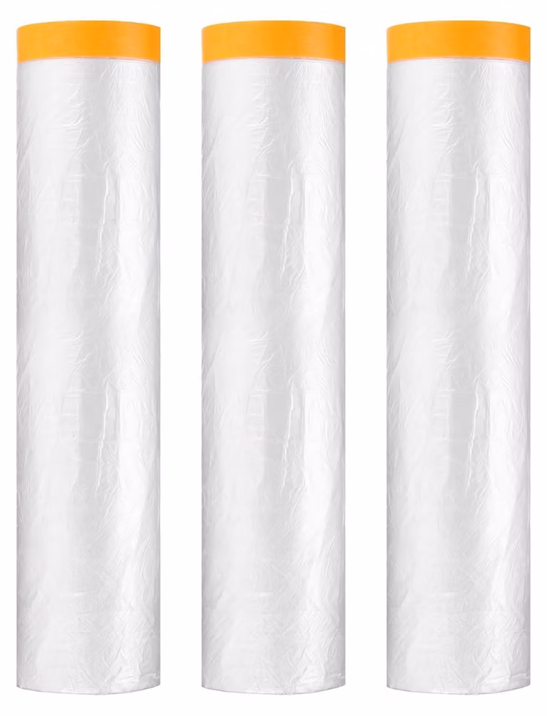 Omgoods - 3 fogli di pellicola protettiva pretagliata per la pittura, con nastro adesivo, dimensioni 45 cm x 1,65 m