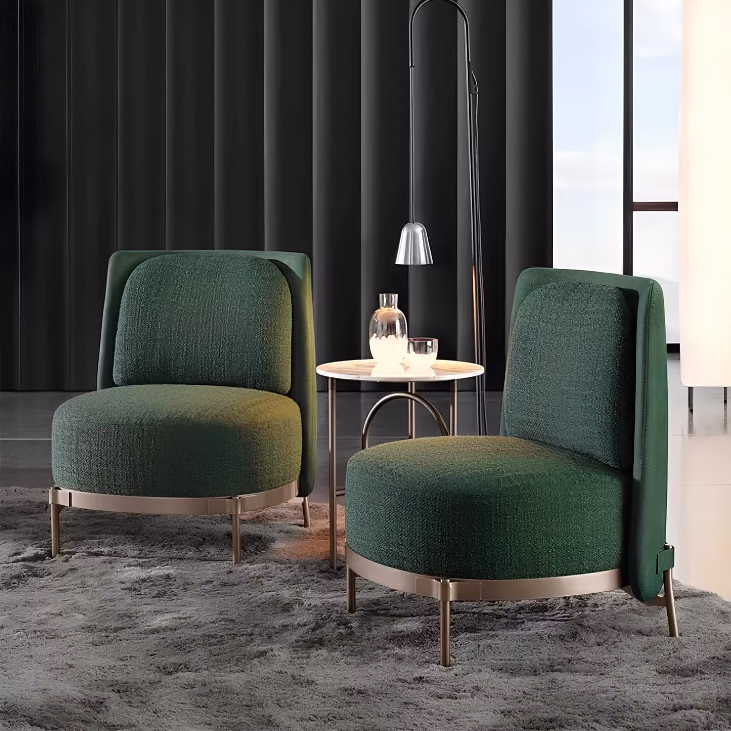 Designer Club Lounge Sessel Relax Hotel Stuhl Set 4x Garnitur Gruppe Luxus