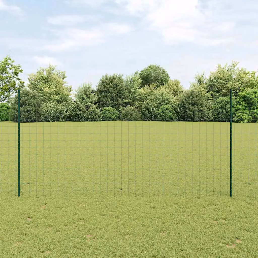 Recinzione Euro con palo vidaXL in acciaio rivestito in PVC verde, L: 10 m, H: 1,6 m
