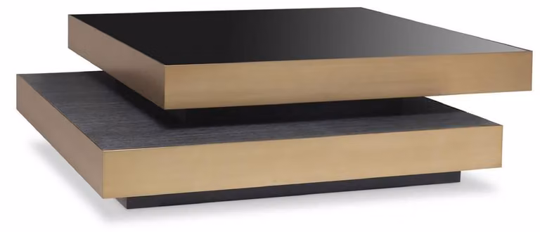 Tavolino Casa Padrino colori ottone / grigio antracite / nero 124 x 135 x h. 32 cm - Tavolo da salotto moderno - Mobili da salotto - Qualità lusso