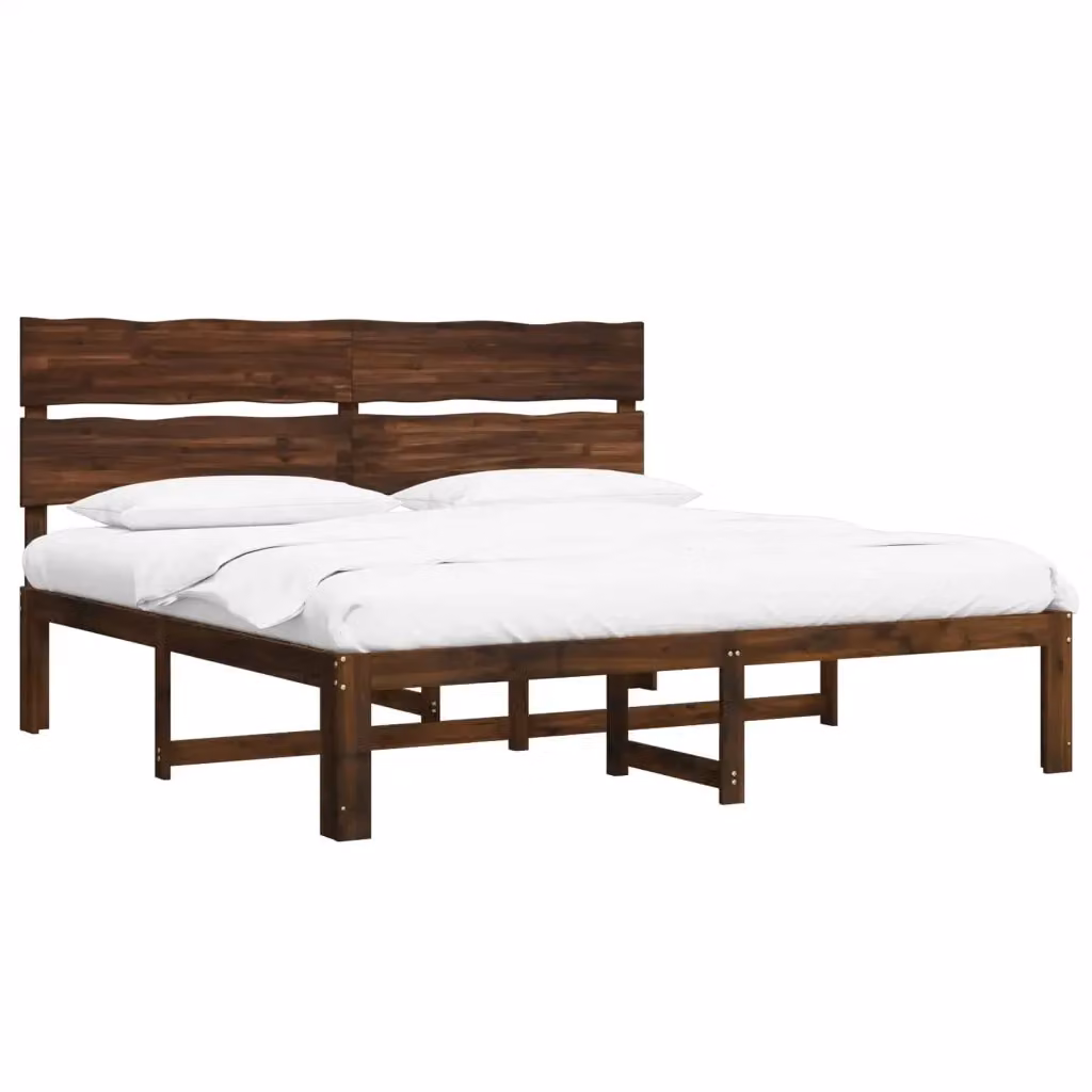 Letto matrimoniale moderno vidaXL in legno di acacia marrone con testiera, L/P/H: 200 x 200 x 115 cm – 2