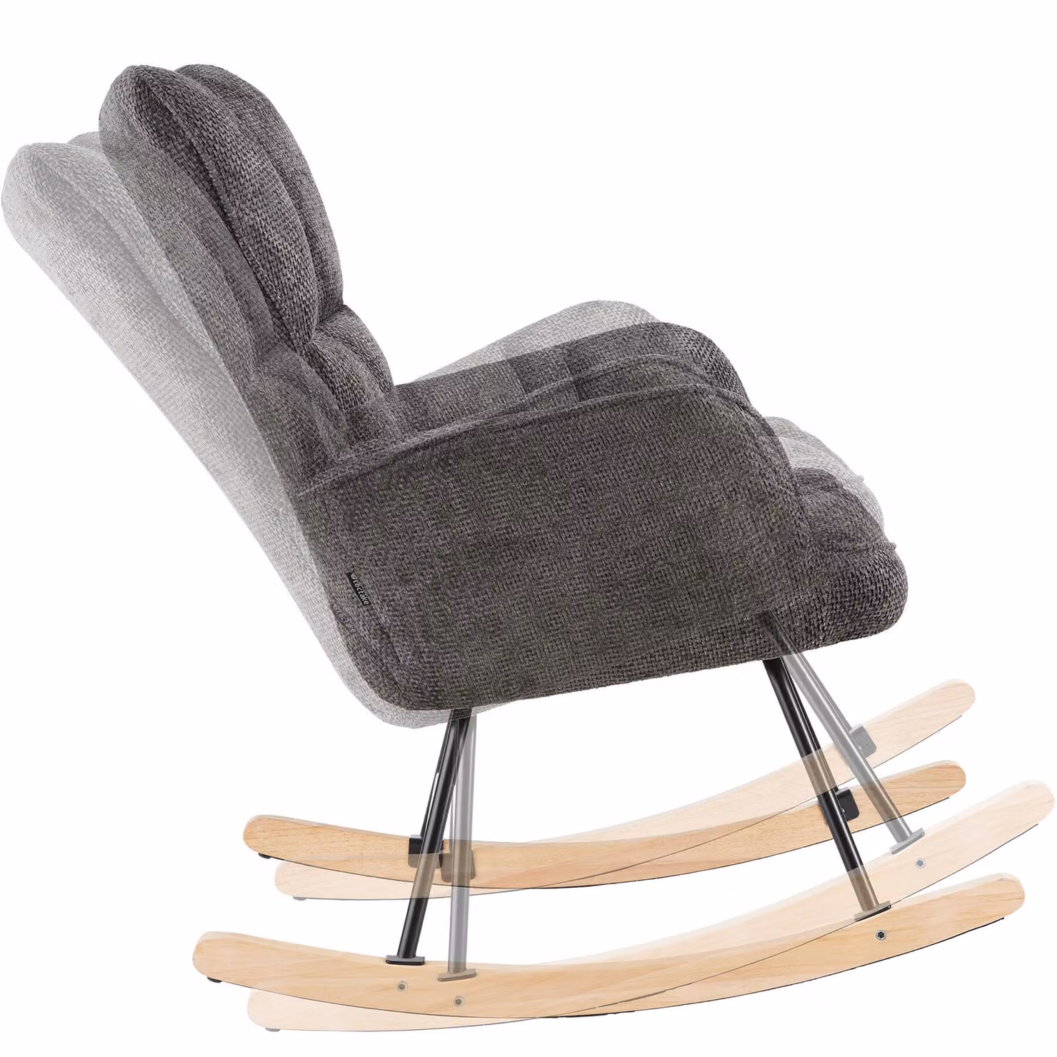 Sedia relax reclinabile TecTake GmbH in velluto antracite con braccioli e struttura in metallo e legno in stile scandinavo – 4