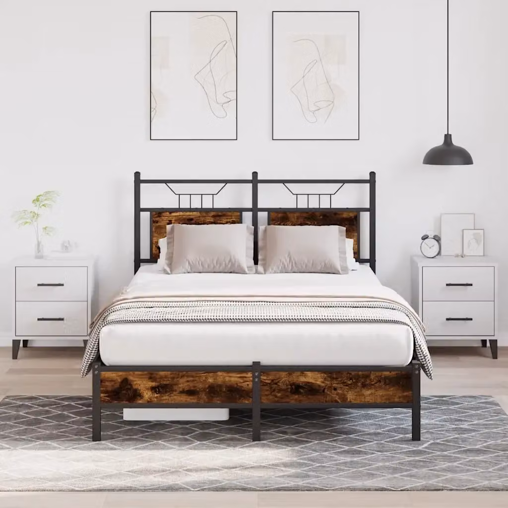 Letto matrimoniale Design In in Rovere Fumo e Metallo con doghe fisse L/P/H: 200 x 120 x 91,5 cm – 2