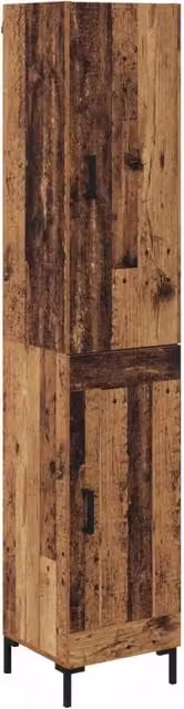 Credenza Buffet in Legno Vecchio e Metallo per Soggiorno o Sala da Pranzo, L/P/H: 69,5 x 34 x 180 cm