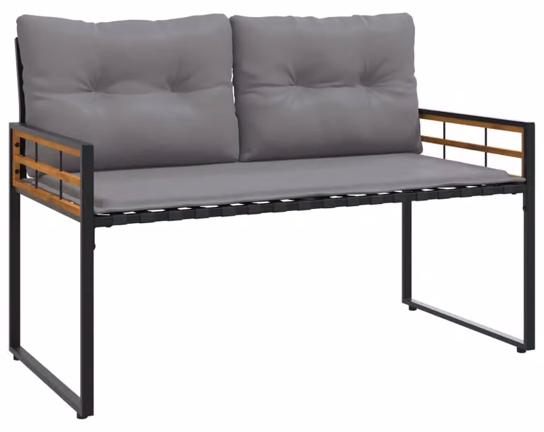 Divano a strati in legno con cuscino, colore grigio chiaro, dimensioni 114x55x77 cm