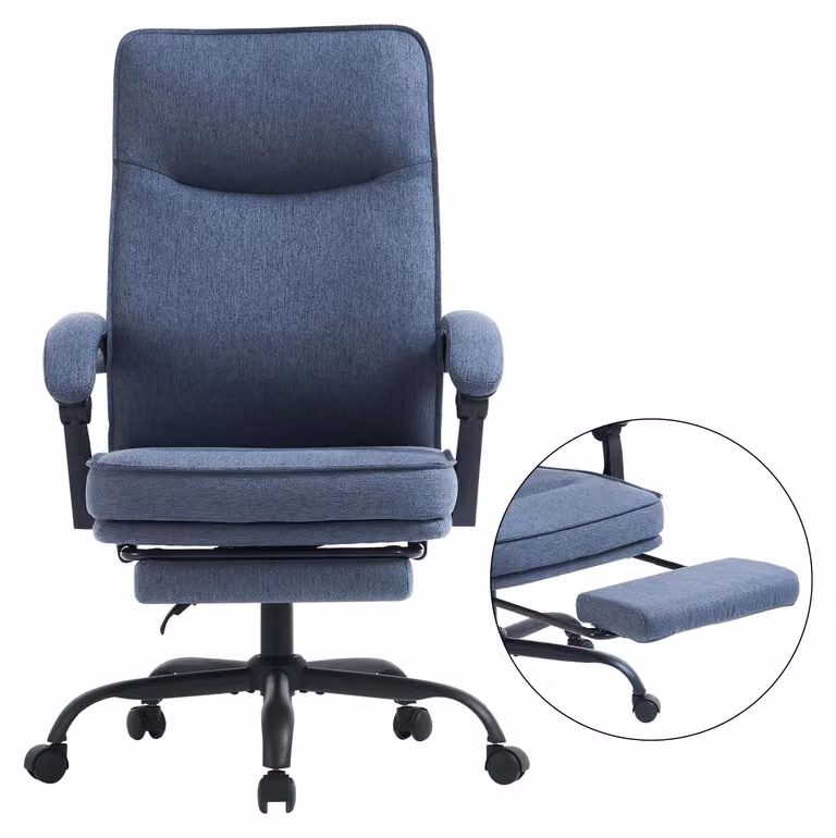 Sedia da ufficio ergonomica, colore blu scuro - Schienale regolabile da 90° a 135° - Tessuto traspirante - Portata massima: 150 kg