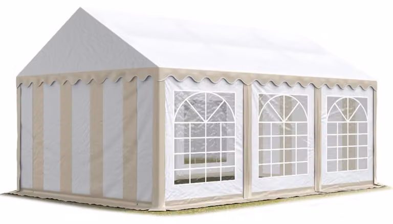 TOOLPORT Tendone per feste 3x6 m PVC beige-bianco 100% impermeabile Tendone da esterno Tenda party