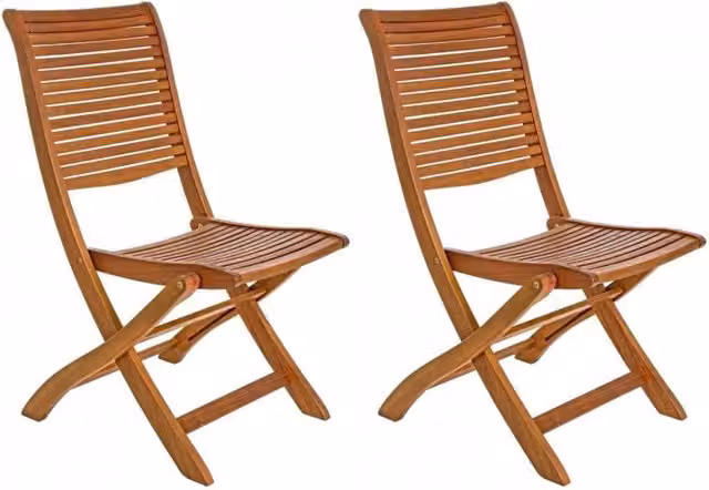 Set di 2 sedie da giardino Noemi GIORDANOSHOP in legno di acacia marrone, pieghevoli e impilabili, L/P/H: 50,5 x 64 x 93 cm
