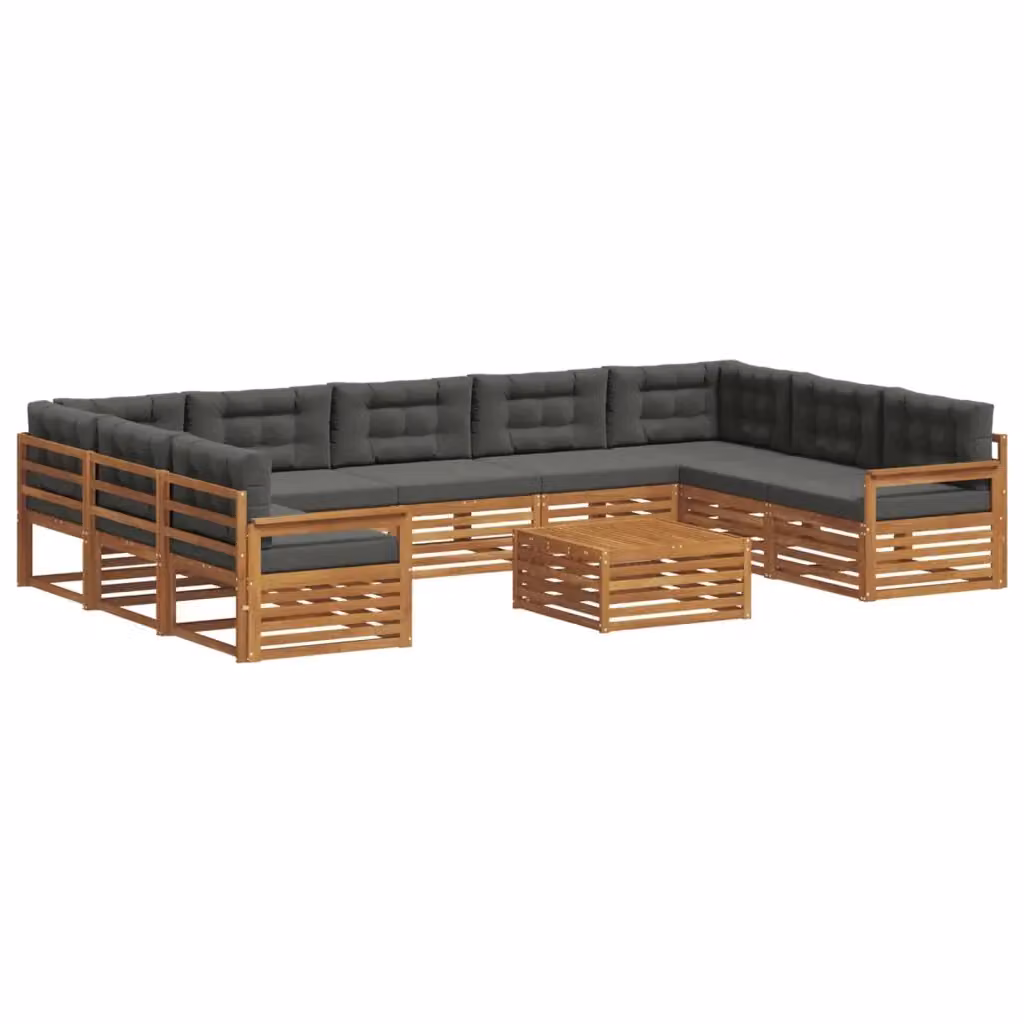 Set di 10 divani da esterno vidaXL in legno di acacia color naturale e antracite per giardino e terrazza – 2