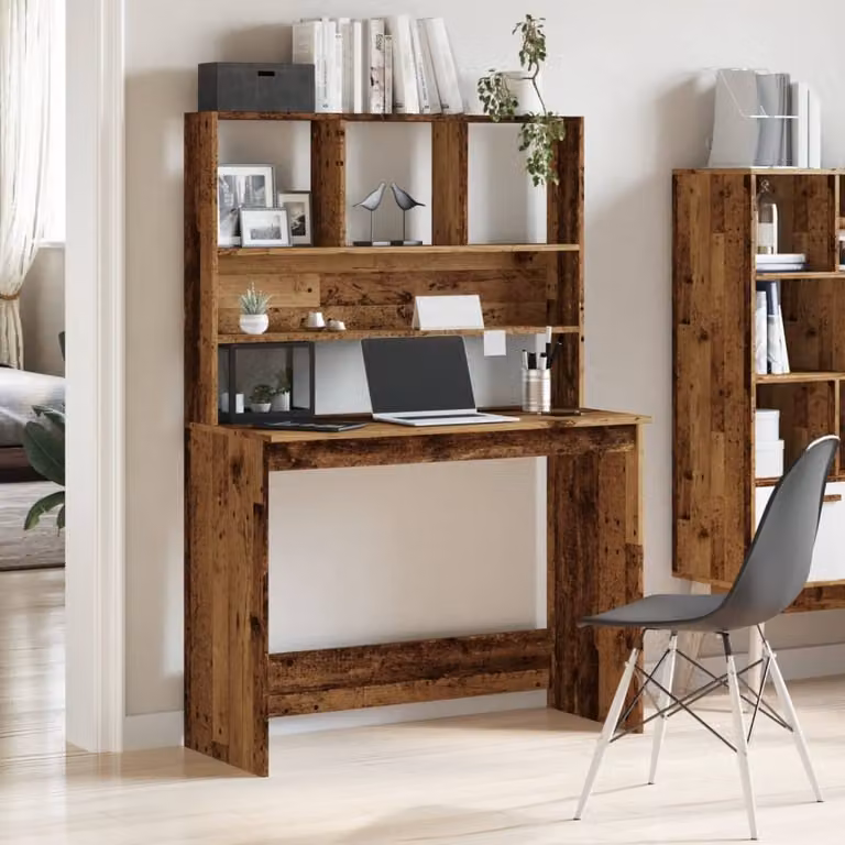 Maison Exclusive - Scrivania con scaffale effetto legno antico 102x45x148 cm Materiale ligneo