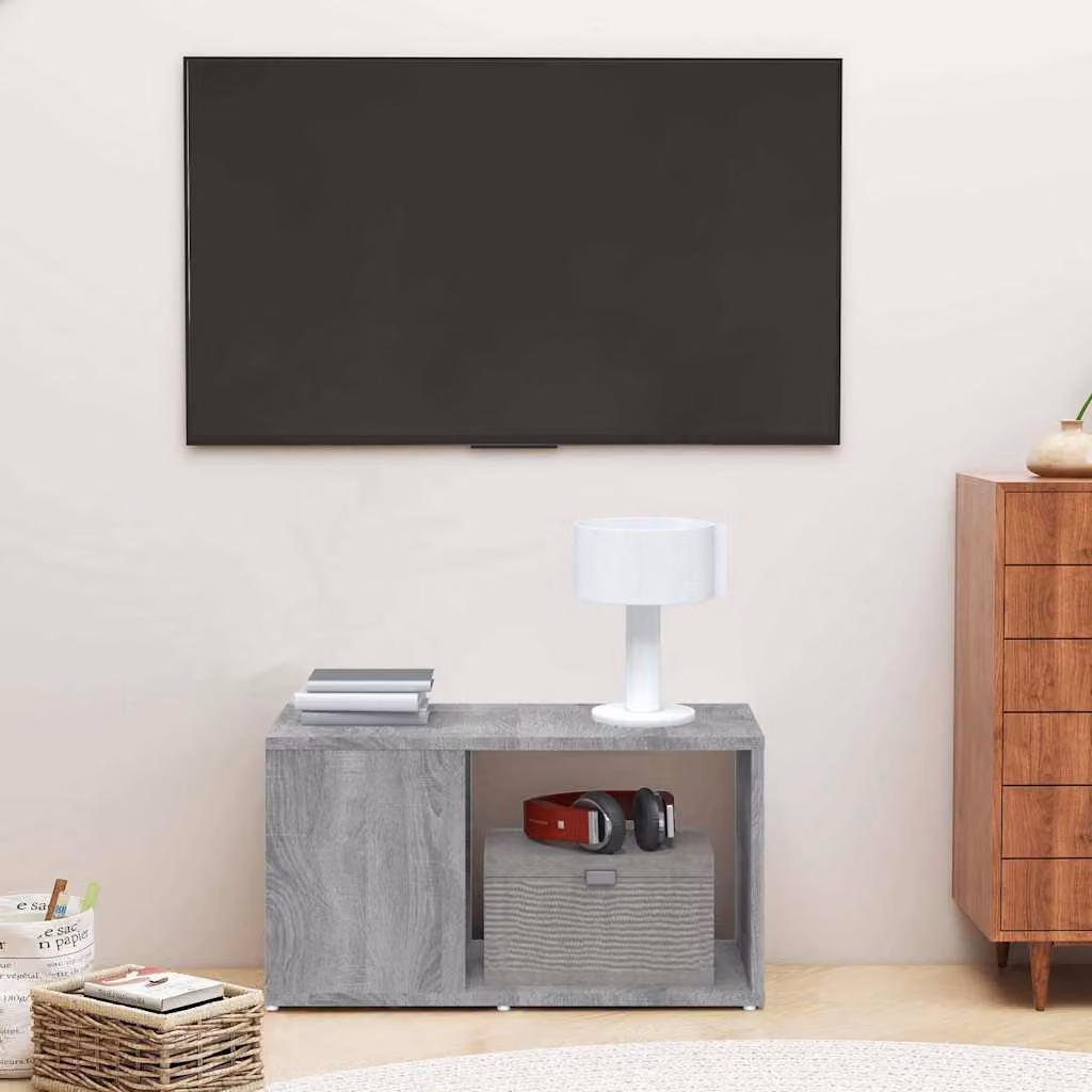 Mobile Porta TV Moderno vidaXL in Legno Multistrato e MDF, Grigio, L 60 cm x P 24 cm x H 32 cm