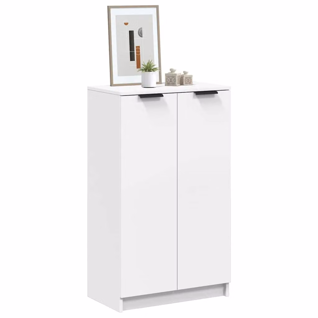 Scarpiera bianca vidaXL in legno con ante a battente e ripiani, L 59 cm, P 35 cm, H 100,5 cm