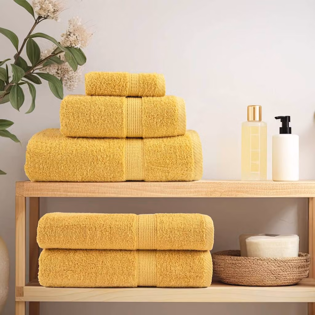 vidaXL Asciugamani Premium SOLUND 2 pz Oro 100x200 cm 600 g/m²